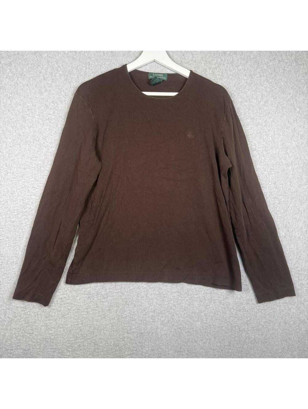 Vintage Lauren Ralph Lauren Women's Size Large Brown Long Sleeve Top Sweater